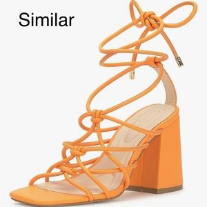 Orange block heel sandals tie up